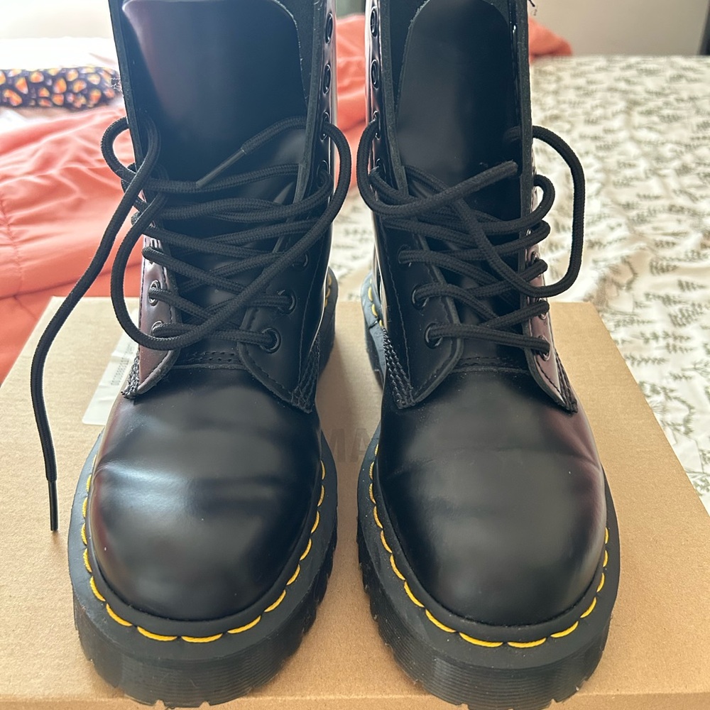 Dr. Martens Black Boots with Yellow Accents